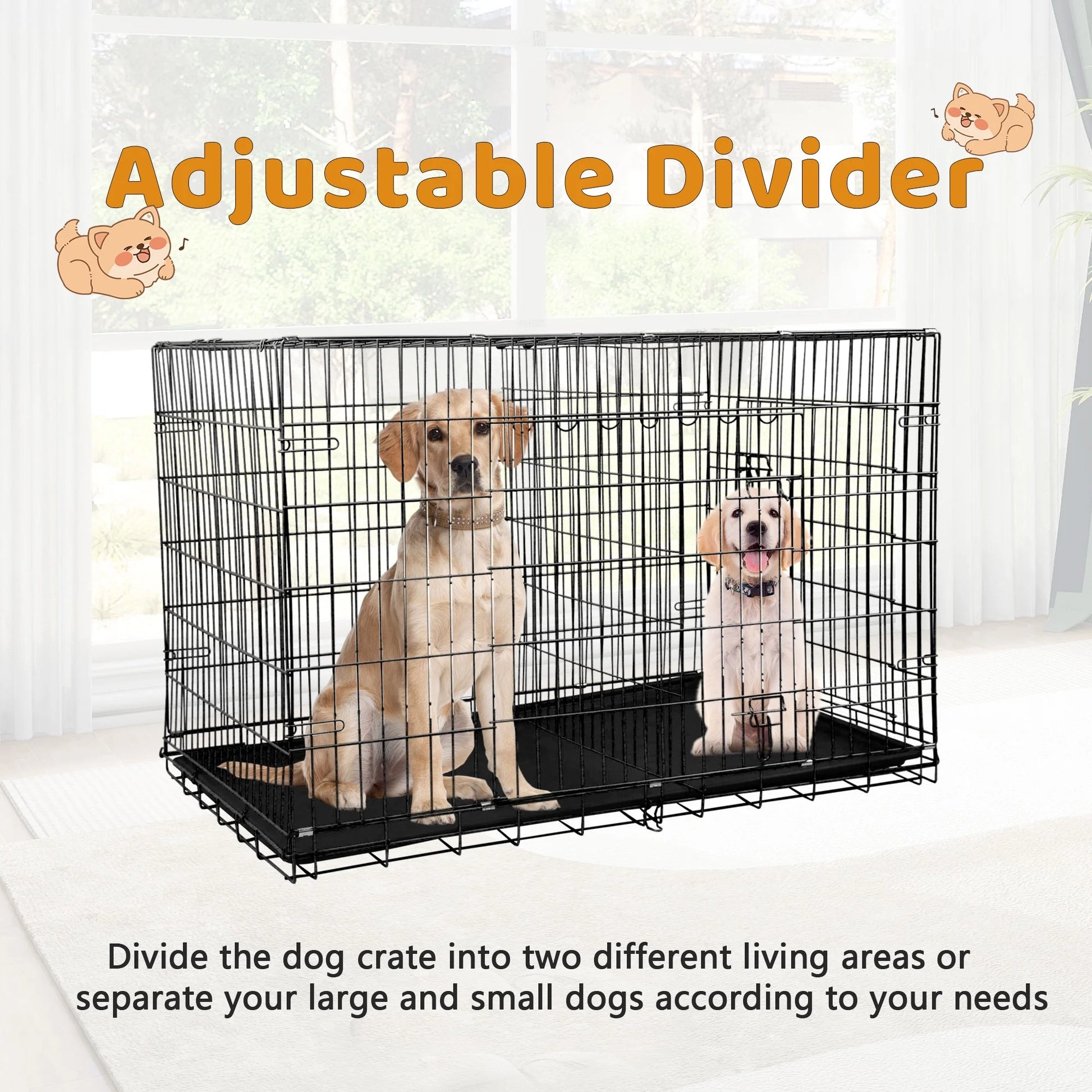 30 Inch Dog Crates, Dog Crates and Kennels Folding Mental Wire Crates Dog Kennels Outdoor and Indoor Pet Dog Cage Crate with Double-Door,Divider Panel, Removable Tray and Handle, Blue